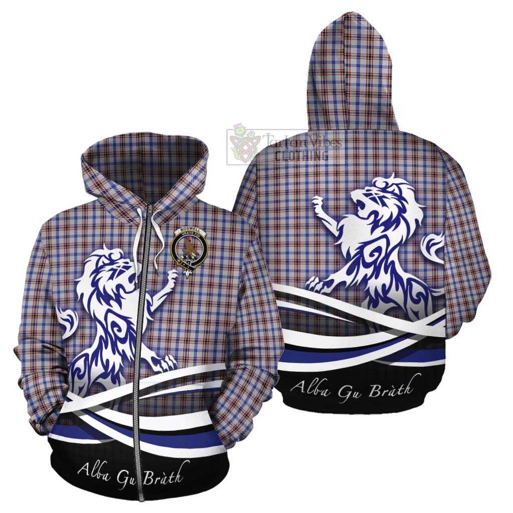 Boswell Tartan Cotton Hoodie with Alba Gu Brath Regal Lion Emblem - Tartan Vibes Clothing