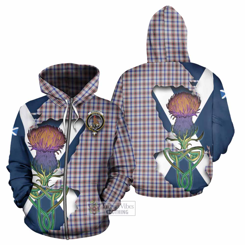 Tartan Vibes Clothing Boswell Tartan Family Crest Hoodie Scottish Thistle Celtic Inspired