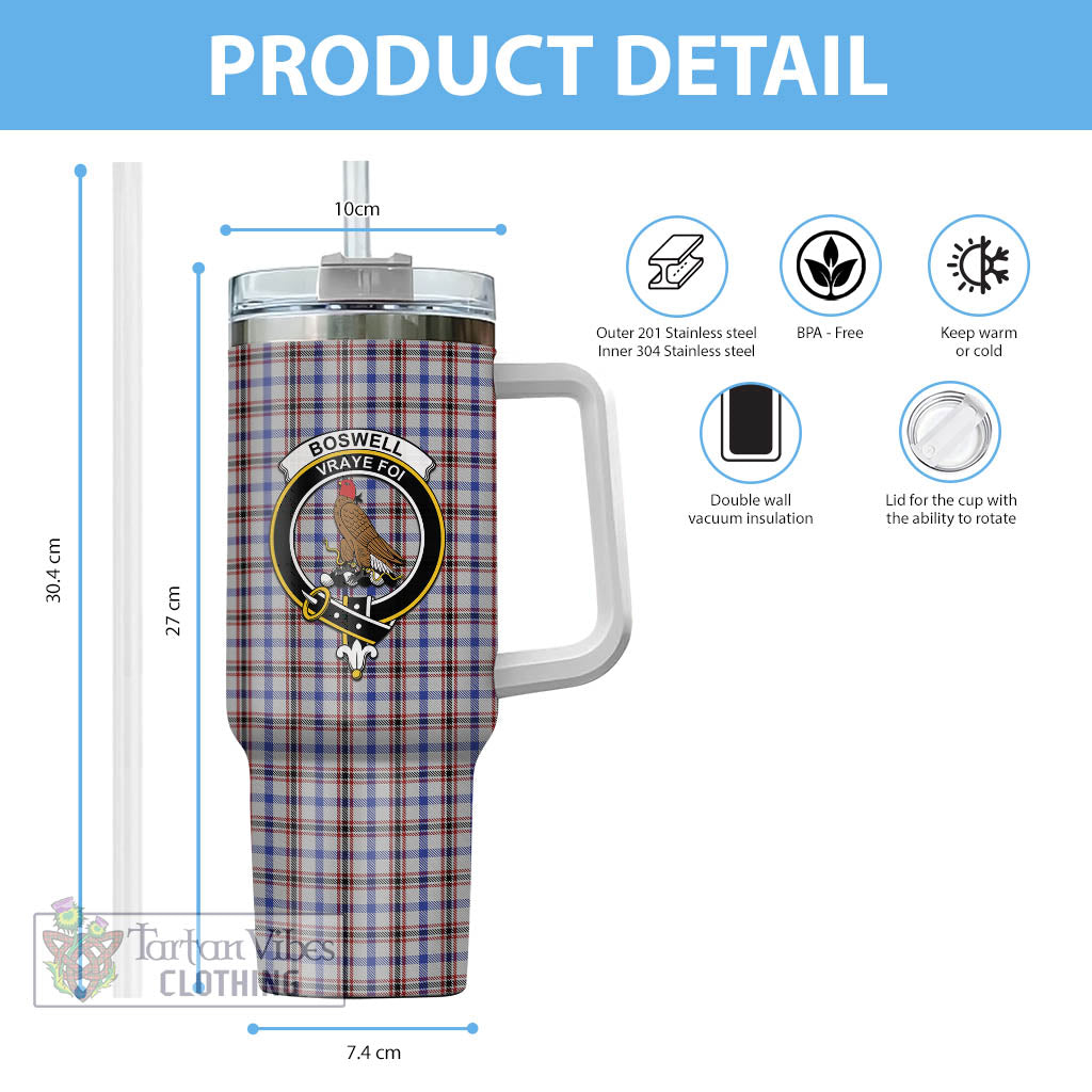 Boswell Tartan Tumbler with Handle with Family Crest - Tartan Vibes Clothing