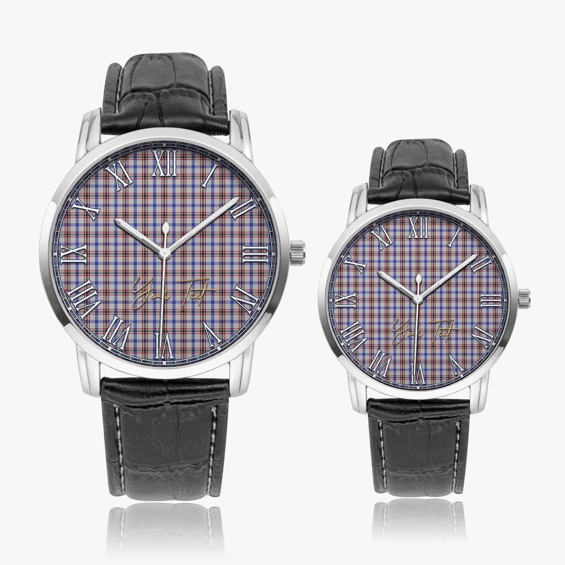 Boswell Tartan Personalized Your Text Leather Trap Quartz Watch - Tartan Vibes Clothing