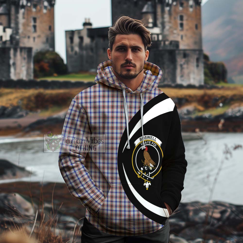 Boswell Tartan Cotton Hoodie with Family Crest Circle Style - Tartan Vibes Clothing