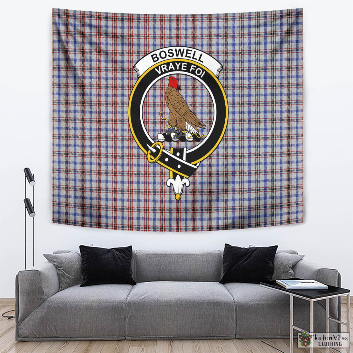 Boswell Tartan Tapestry Wall Hanging and Home Decor for Room with Family Crest - Tartan Vibes Clothing