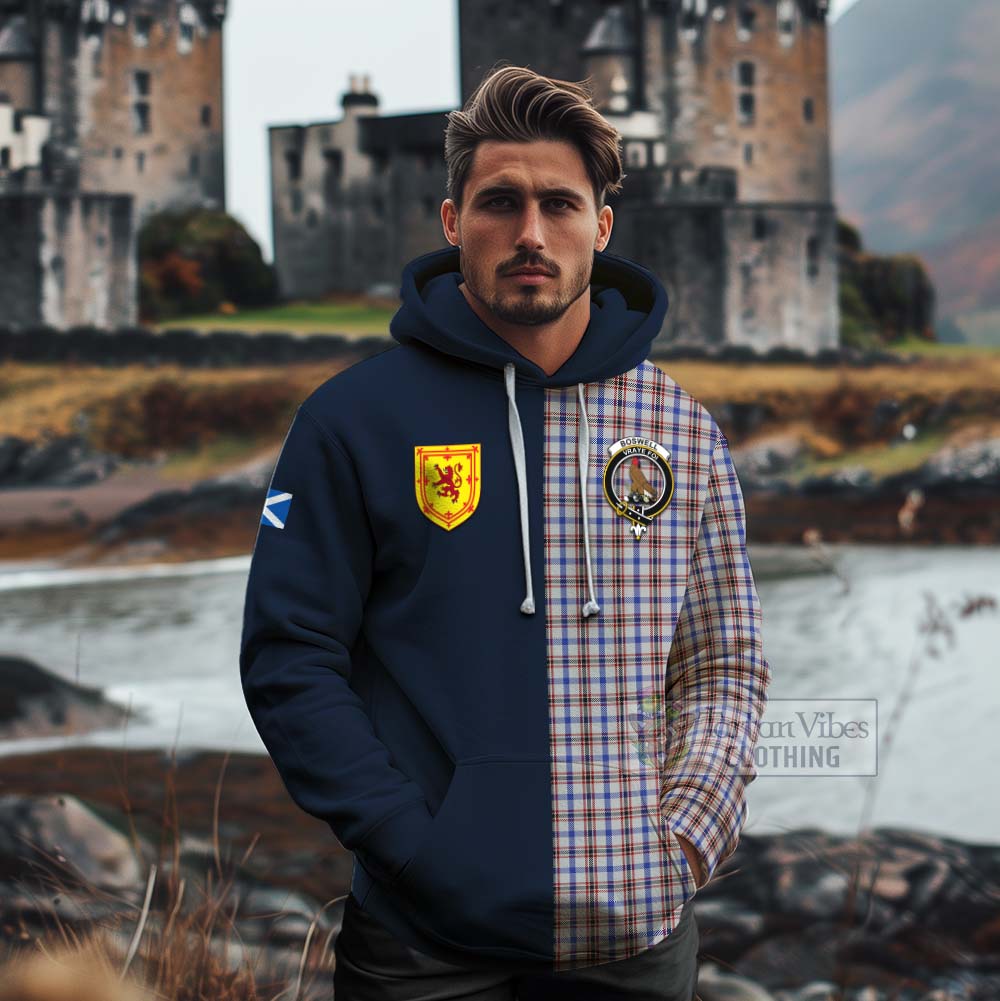 Boswell Tartan Cotton Hoodie Alba with Scottish Lion Royal Arm Half Style - Tartan Vibes Clothing