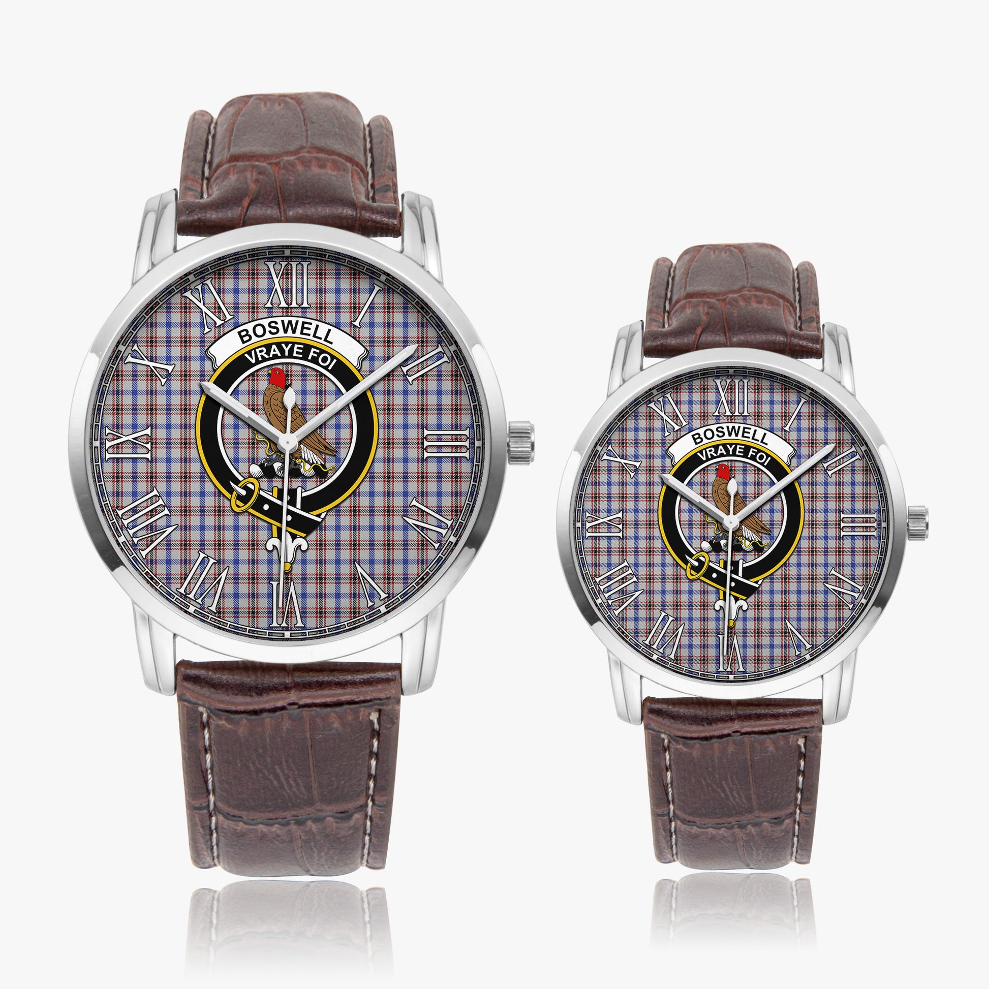 Boswell Tartan Family Crest Leather Strap Quartz Watch - Tartan Vibes Clothing