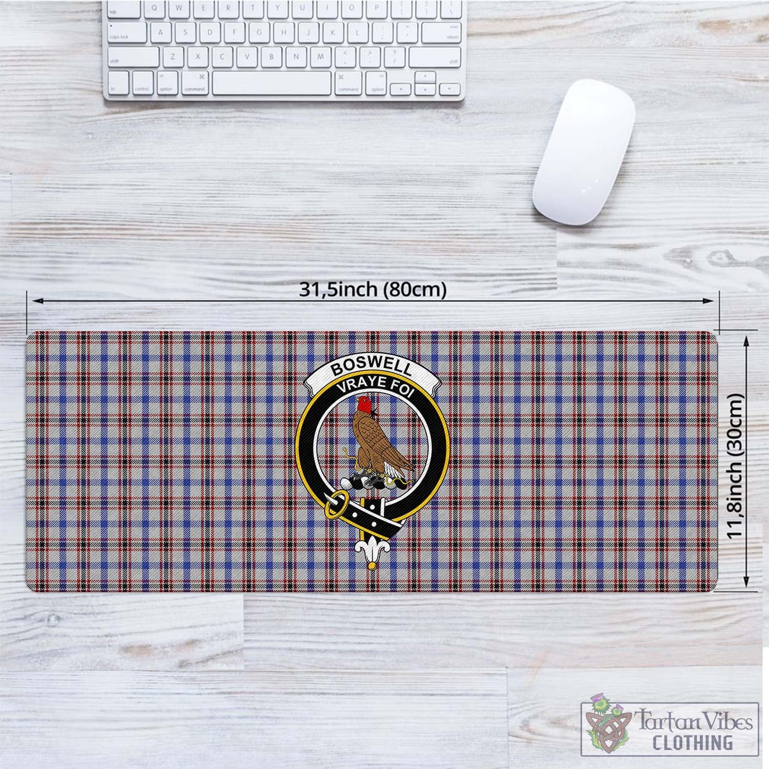 Tartan Vibes Clothing Boswell Tartan Mouse Pad with Family Crest