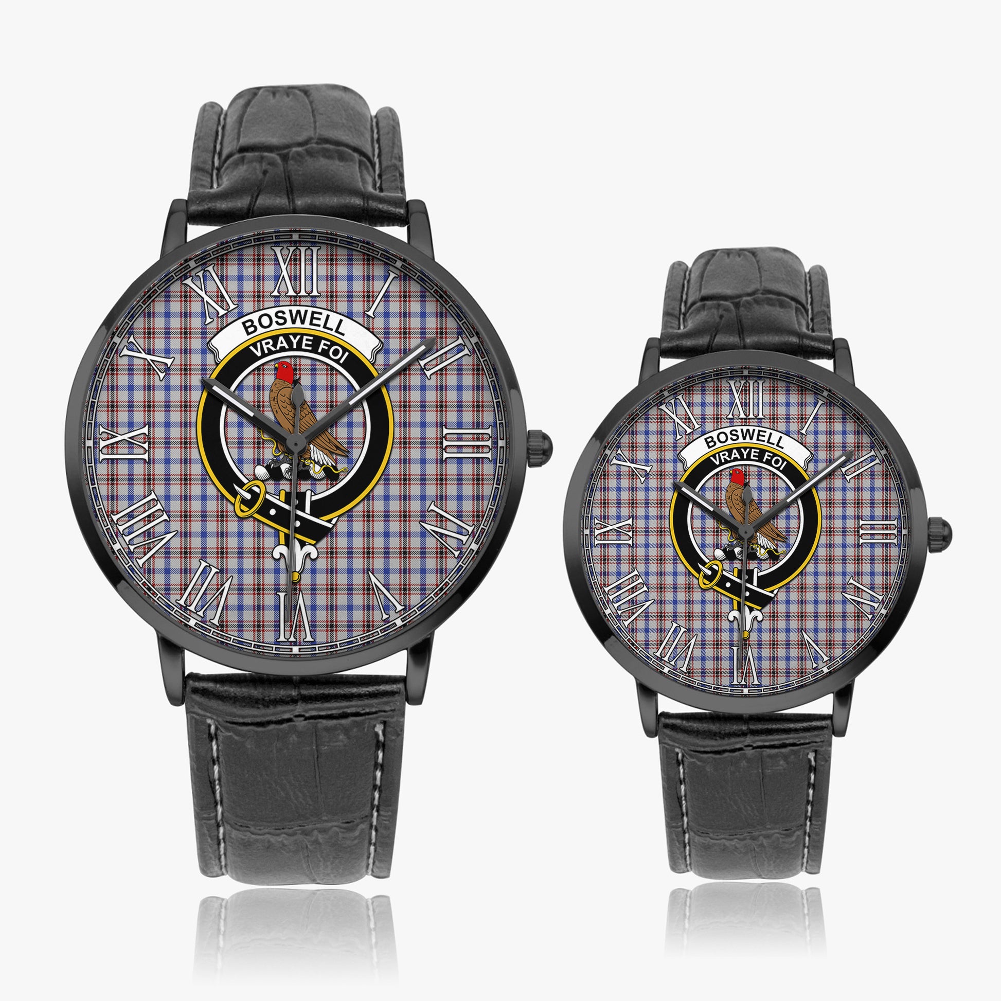 Boswell Tartan Family Crest Leather Strap Quartz Watch - Tartan Vibes Clothing