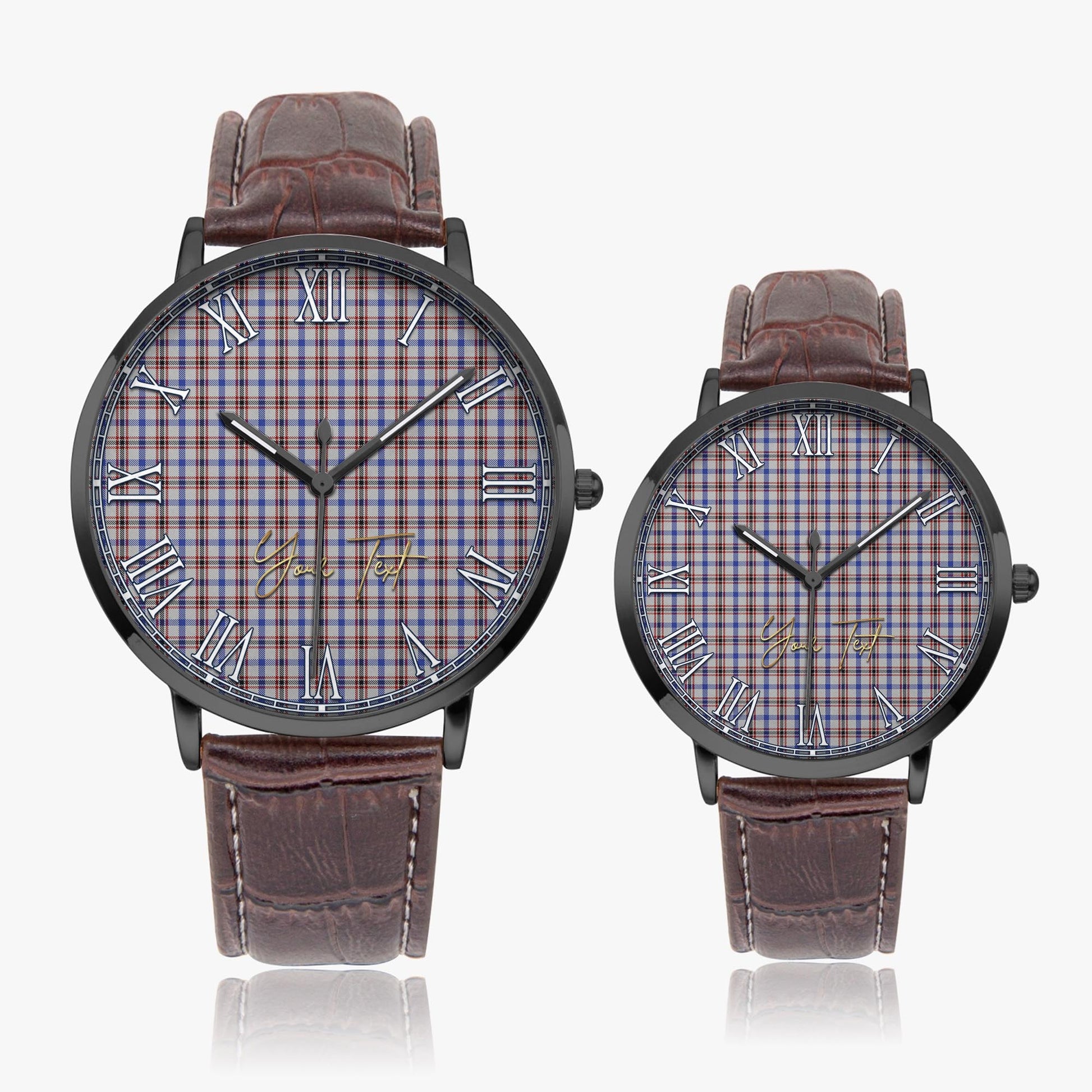 Boswell Tartan Personalized Your Text Leather Trap Quartz Watch - Tartan Vibes Clothing
