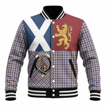 Boswell Crest Tartan Baseball Jacket with Lion Rampant Saltire Style