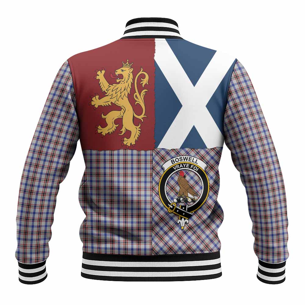 Boswell Crest Tartan Baseball Jacket with Lion Rampant Saltire Style