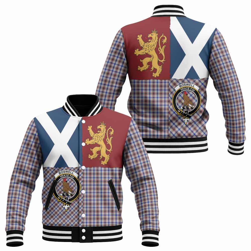 Boswell Crest Tartan Baseball Jacket with Lion Rampant Saltire Style