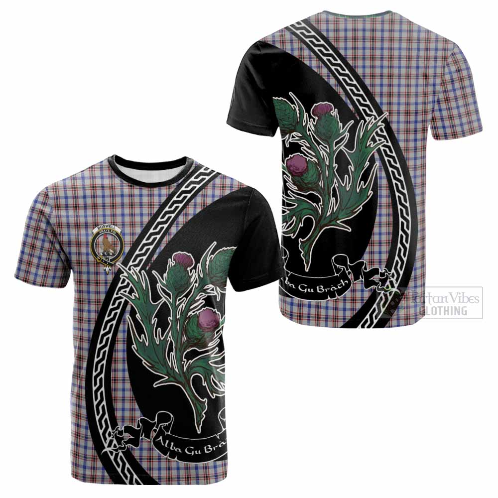 Boswell Family Crest Tartan Cotton T-shirt Alba Thistle Inspired - Tartan Vibes Clothing
