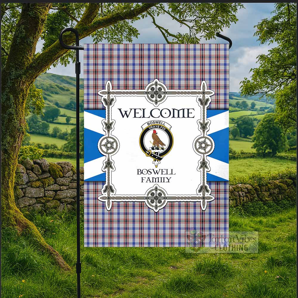 Boswell Family Crest Tartan Welcome Garden Flag Saltire Harmony Style - Tartan Vibes Clothing