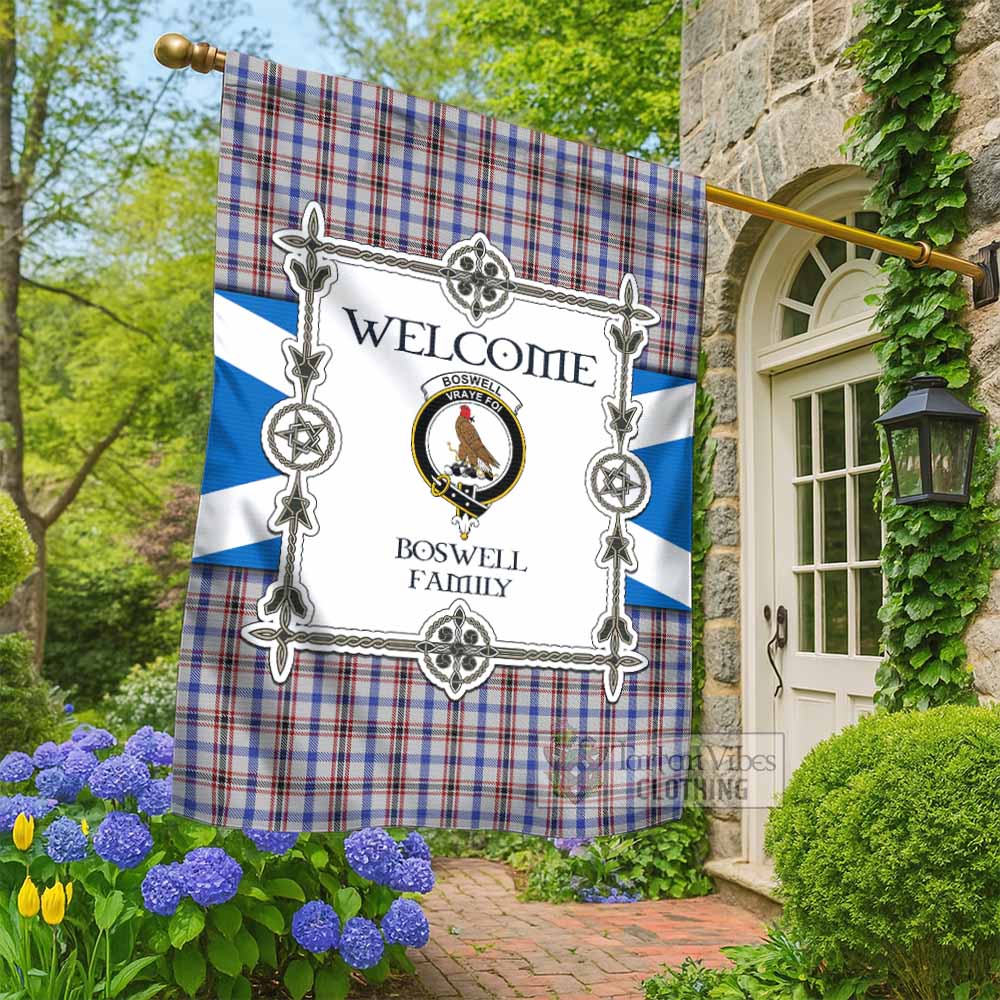 Boswell Family Crest Tartan Welcome Garden Flag Saltire Harmony Style - Tartan Vibes Clothing