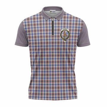 Boswell Tartan Accent Zipper Polo Shirt with Family Crest