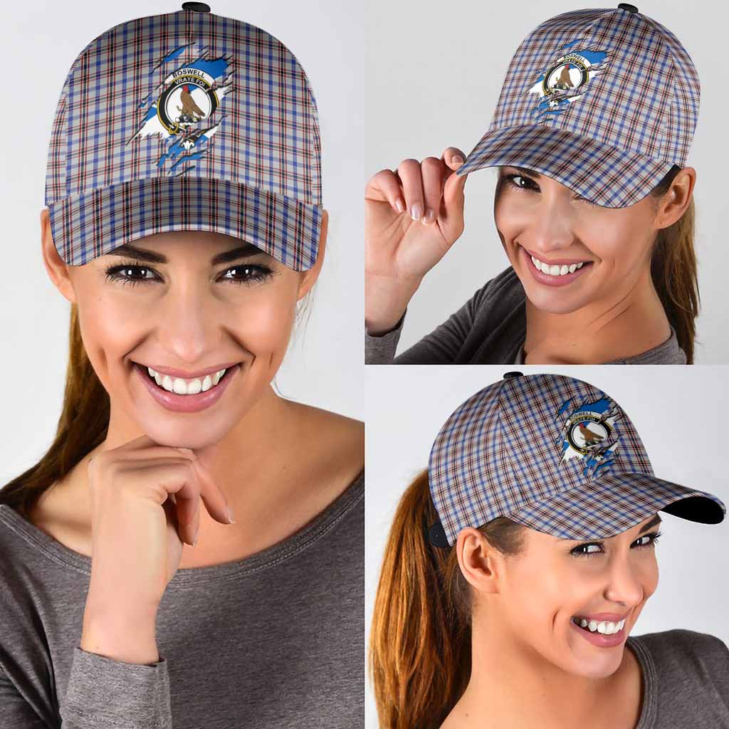 Boswell Tartan Classic Cap with Family Crest In Me Style