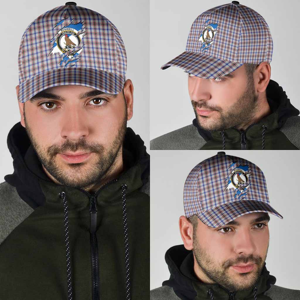 Boswell Tartan Classic Cap with Family Crest In Me Style
