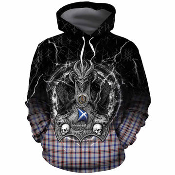 Boswell Tartan Crest Cotton Hoodie Celtic Odin's Raven Legacy