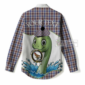 Boswell Tartan Crest Cute Nessie Women Casual Shirt Scottish Loch Ness Monster