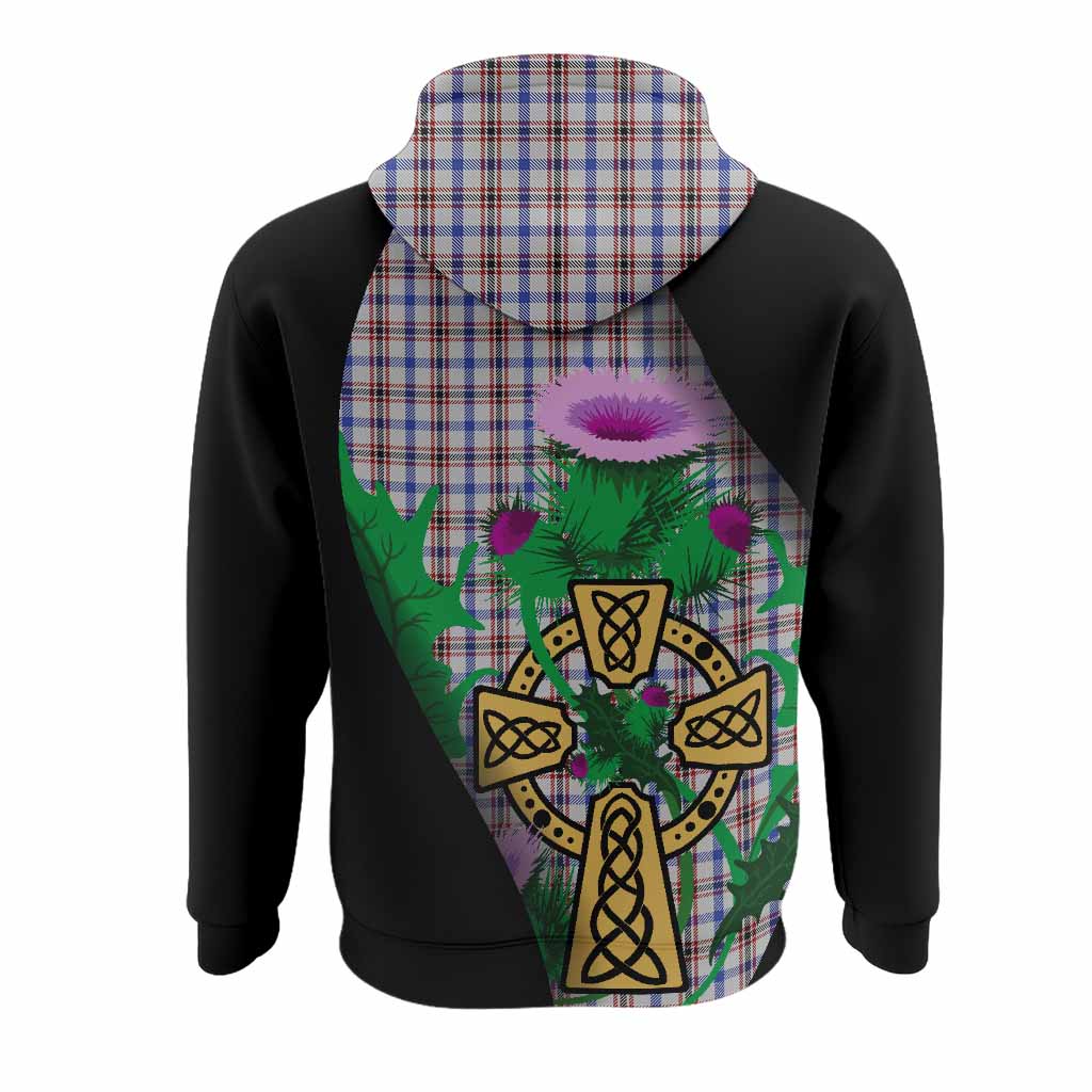 Boswell Tartan Crest Hoodie Celtic Cross Thistle Flowers