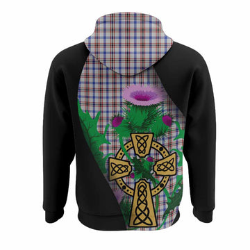 Boswell Tartan Crest Hoodie Celtic Cross Thistle Flowers