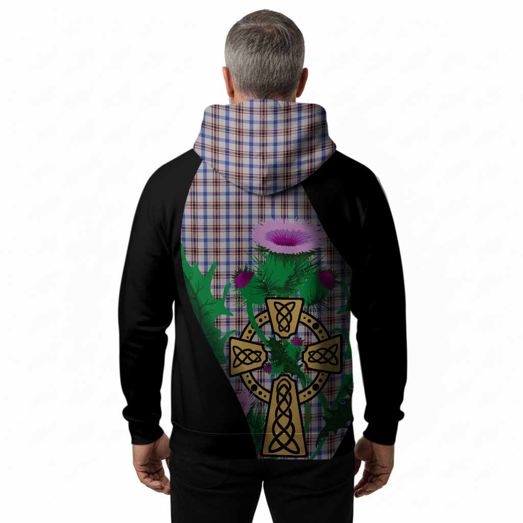Boswell Tartan Crest Hoodie Celtic Cross Thistle Flowers