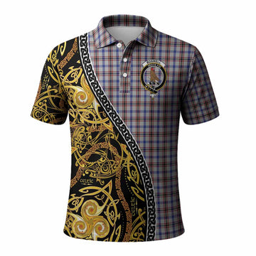 Boswell Tartan Crest Polo Shirt Celtic Knot and Triple Trickle Spiral Symbols