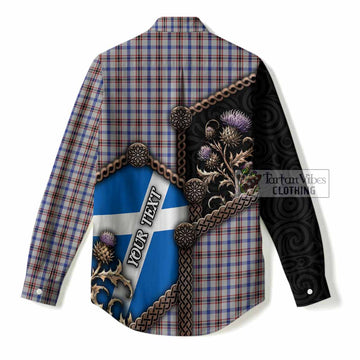 Boswell Tartan Crest Women Casual Shirt Scottish Thistle Loch Ness Monster