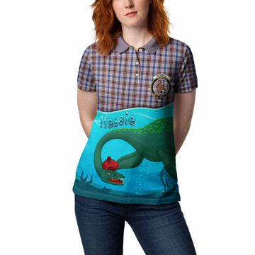 Boswell Tartan Crest Women Polo Shirt Nessie Under Water