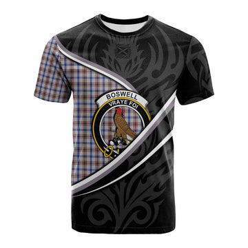Boswell Tartan Family Crest Cotton T-shirt Celtic Scottish Thistle Floral - Tartan Vibes Clothing