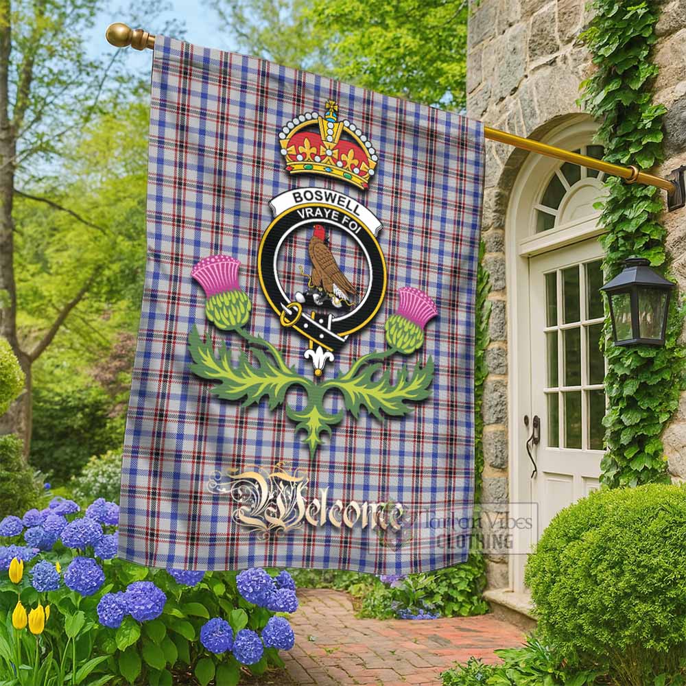 Boswell Tartan Family Crest Garden Flag Royal Thistle Welcome Style - Tartan Vibes Clothing