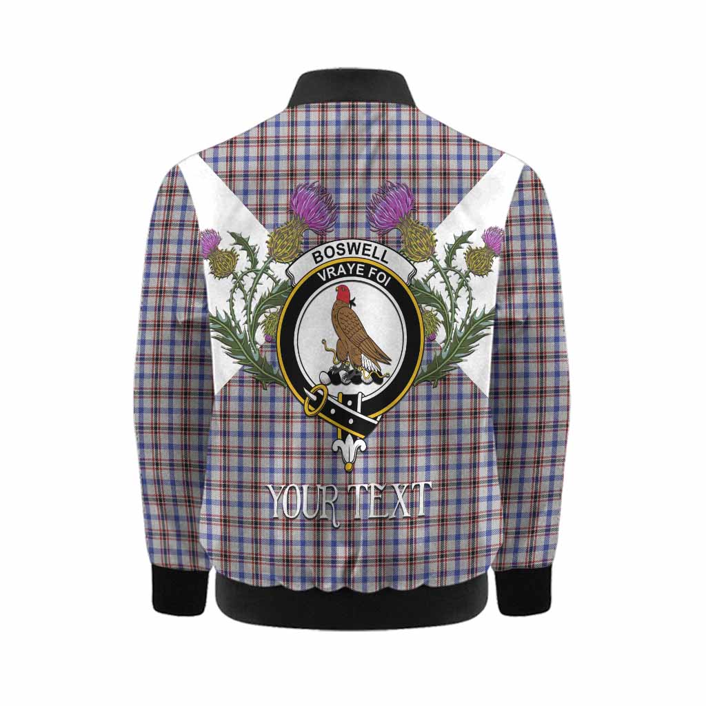 Boswell Tartan Family Crest Kid Bomber Jacket Scottish Burns Night Thistle Floral