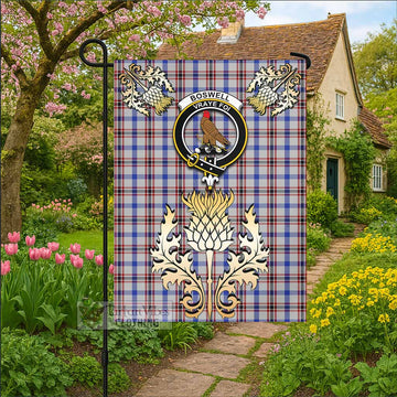 Boswell Tartan Garden Flag with Golden Regal Scottish Thistle Emblem - Tartan Vibes Clothing