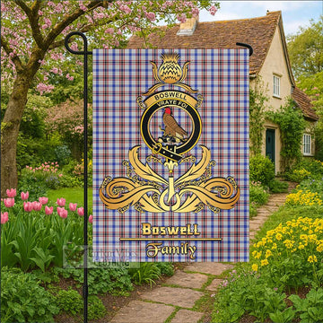 Boswell Tartan Garden Flag with Highland Thistle Cherish Family Crest Style