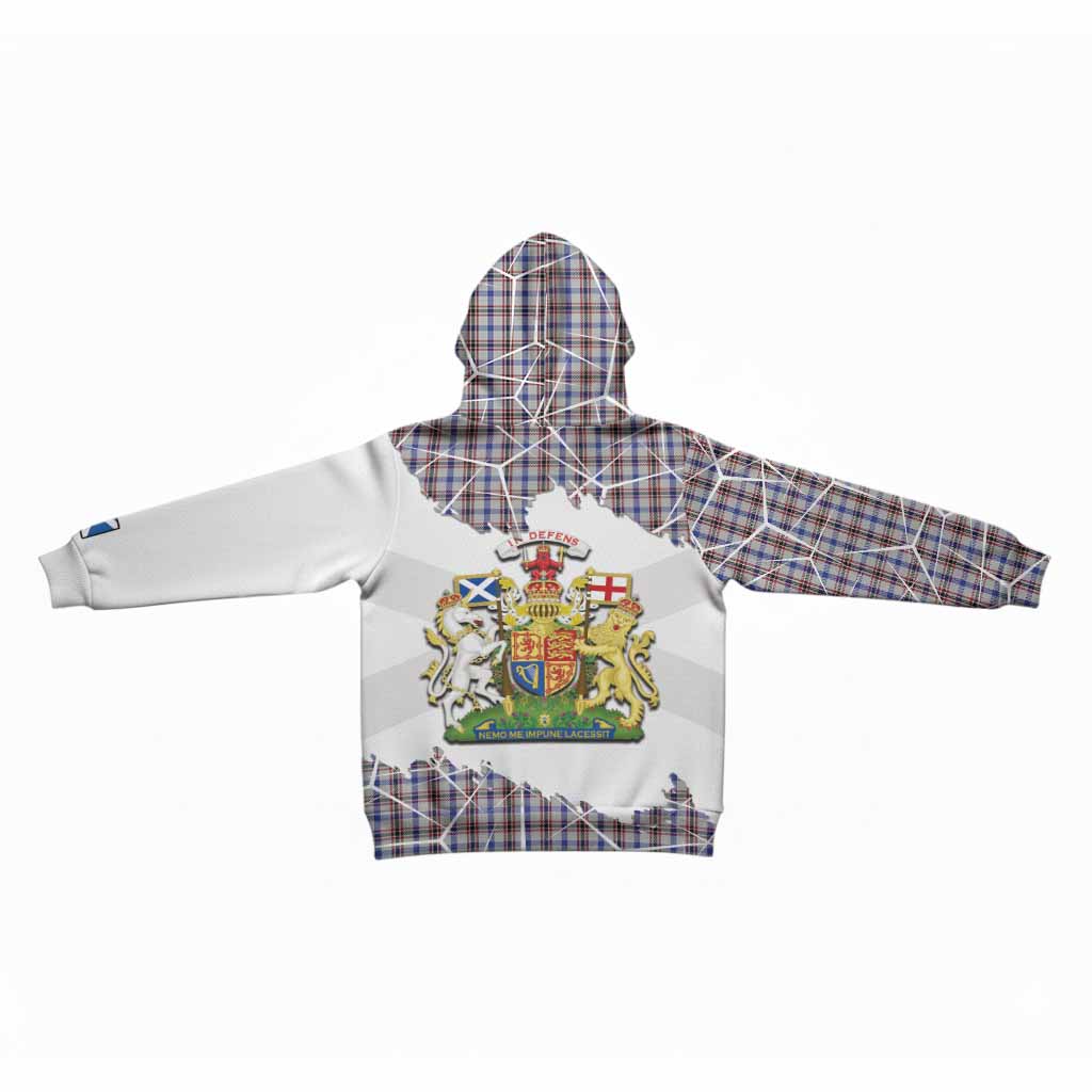 Boswell Tartan Kid Hoodie with Family Crest and Lion Rampant Grunge Style