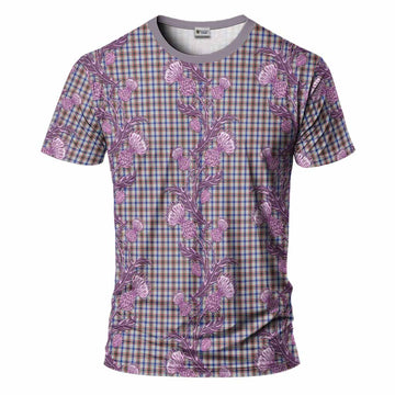 Boswell Tartan T-Shirt Seamless Scottish Thistle Flowers