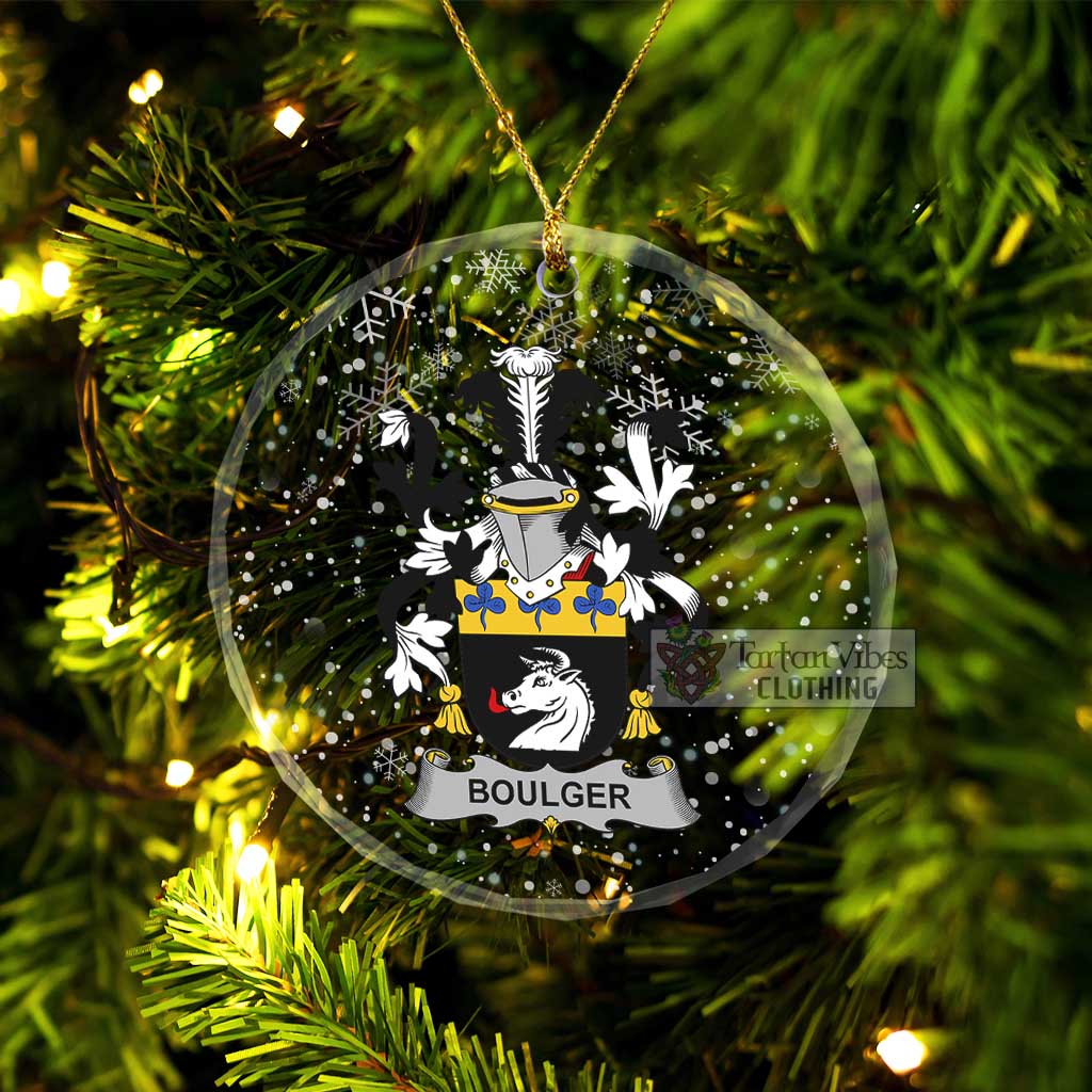 Boulger Irish Clan Christmas Glass Ornament with Coat of Arms Transparent Glass Circle - 2D-tartanvibesclothing
