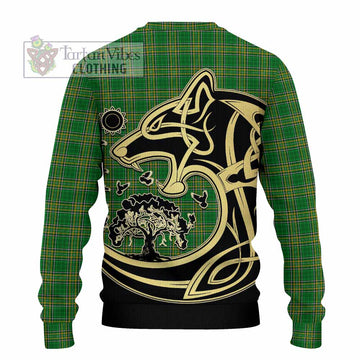 Boulger Irish Tartan Knitted Sweater with Coat of Arms Celtic Wolf Style - Tartan Vibes Clothing