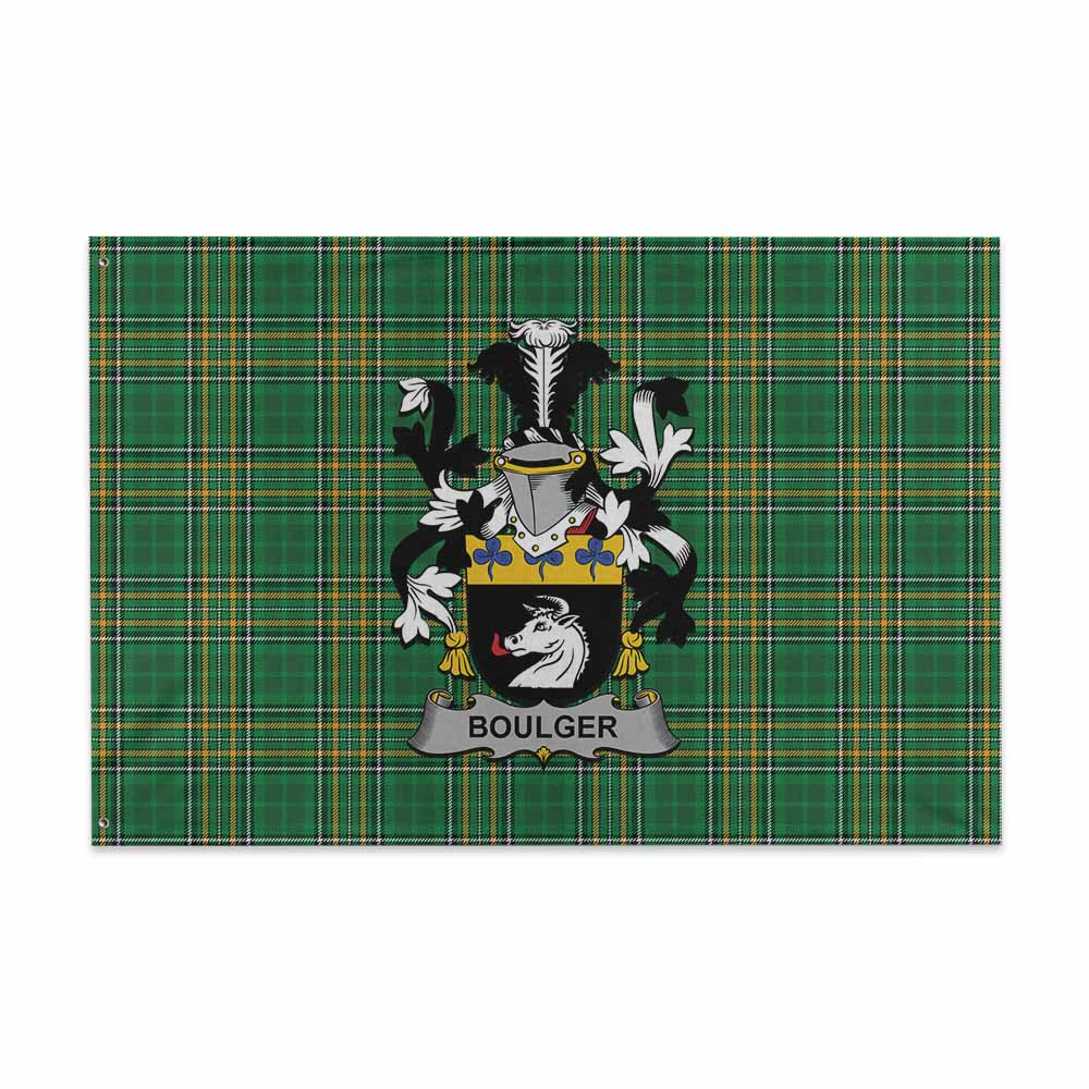 Tartan Vibes Clothing Boulger Irish Clan Tartan House Flag with Coat of Arms