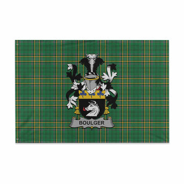 Tartan Vibes Clothing Boulger Irish Clan Tartan House Flag with Coat of Arms