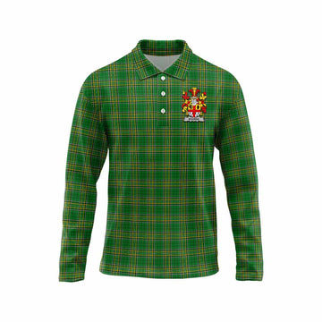 Bourke Irish Clan Tartan Long Sleeve Polo Shirt with Coat of Arms Unisex - Tartan Vibes Clothing