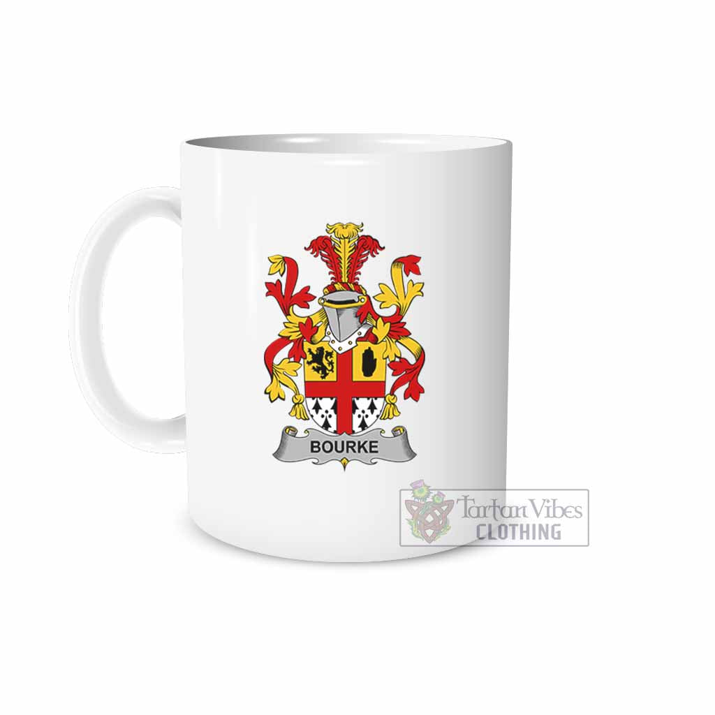 Bourke Irish Clan Coat of Arms Ceramic Mug White - 2D-tartanvibesclothing