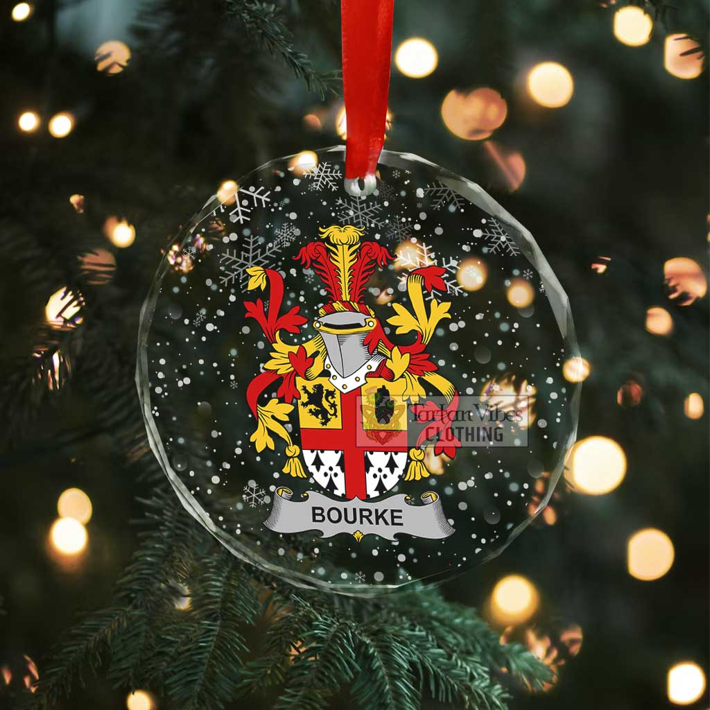 Bourke Irish Clan Christmas Glass Ornament with Coat of Arms - 2D-tartanvibesclothing