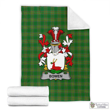 Bowen Irish Clan Tartan Blanket with Coat of Arms X-Large 59 x 79 inches 150 x 200 cm - Tartan Vibes Clothing