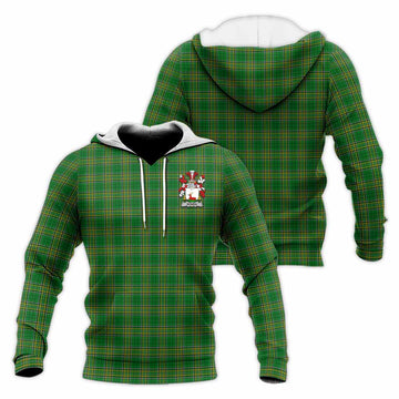 Tartan Vibes Clothing Bowen Irish Clan Tartan Knitted Hoodie with Coat of Arms