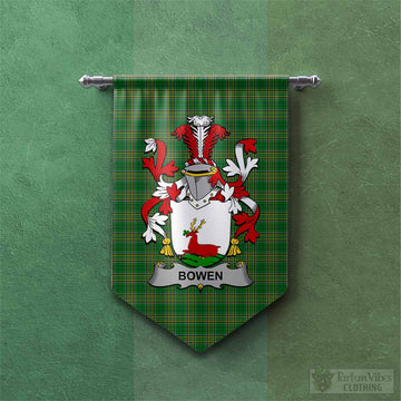 Bowen Irish Clan Tartan Gonfalon, Tartan Banner with Coat of Arms