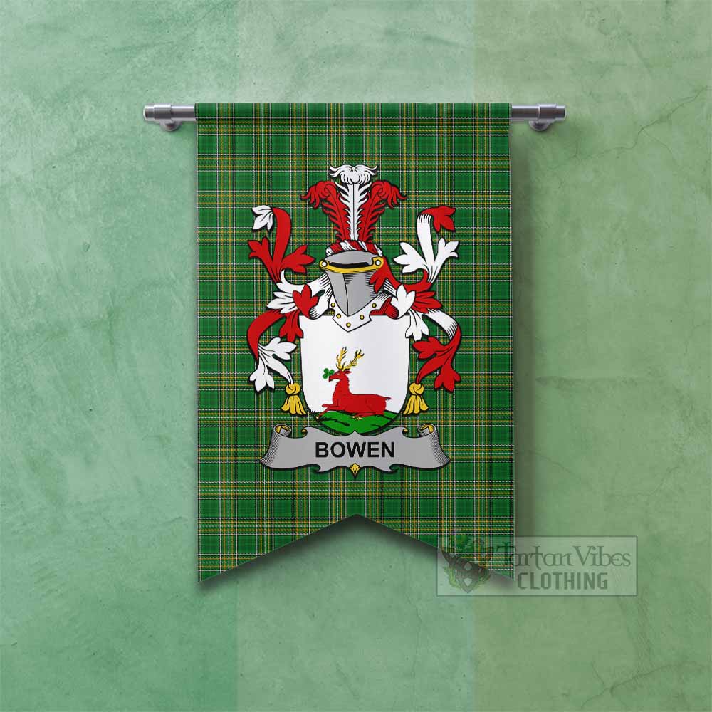 Bowen Irish Clan Tartan Gonfalon, Tartan Banner with Coat of Arms Fishtail - Tartan Vibes Clothing