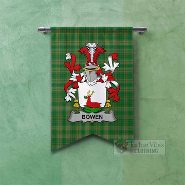 Bowen Irish Clan Tartan Gonfalon, Tartan Banner with Coat of Arms