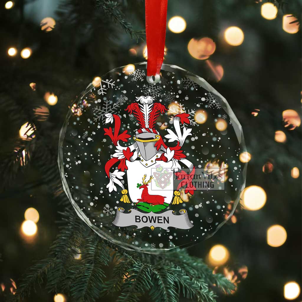 Bowen Irish Clan Christmas Glass Ornament with Coat of Arms - 2D-tartanvibesclothing