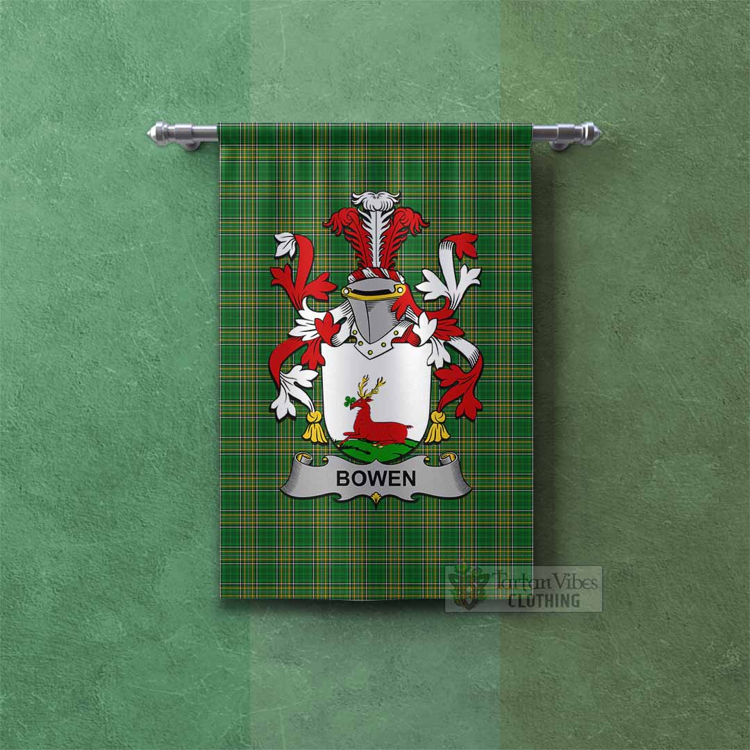 Bowen Irish Clan Tartan Gonfalon, Tartan Banner with Coat of Arms Rectangle - Tartan Vibes Clothing