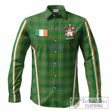Bowen Irish Clan Coat of Arm Tartan Long Sleeve Button Shirts Flag Style
